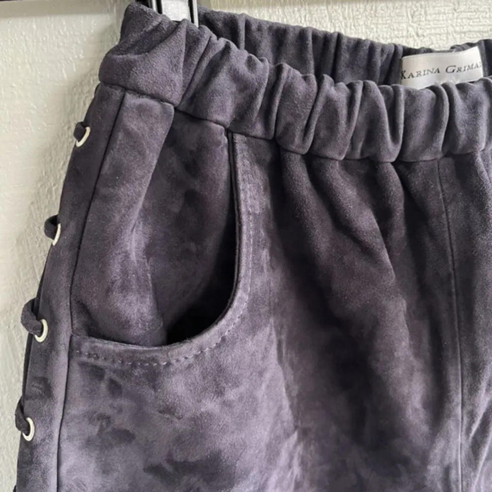 Karina Grimaldi Suede‎ Claudia Short with Lace Up Sides in Black Size S - Image 3