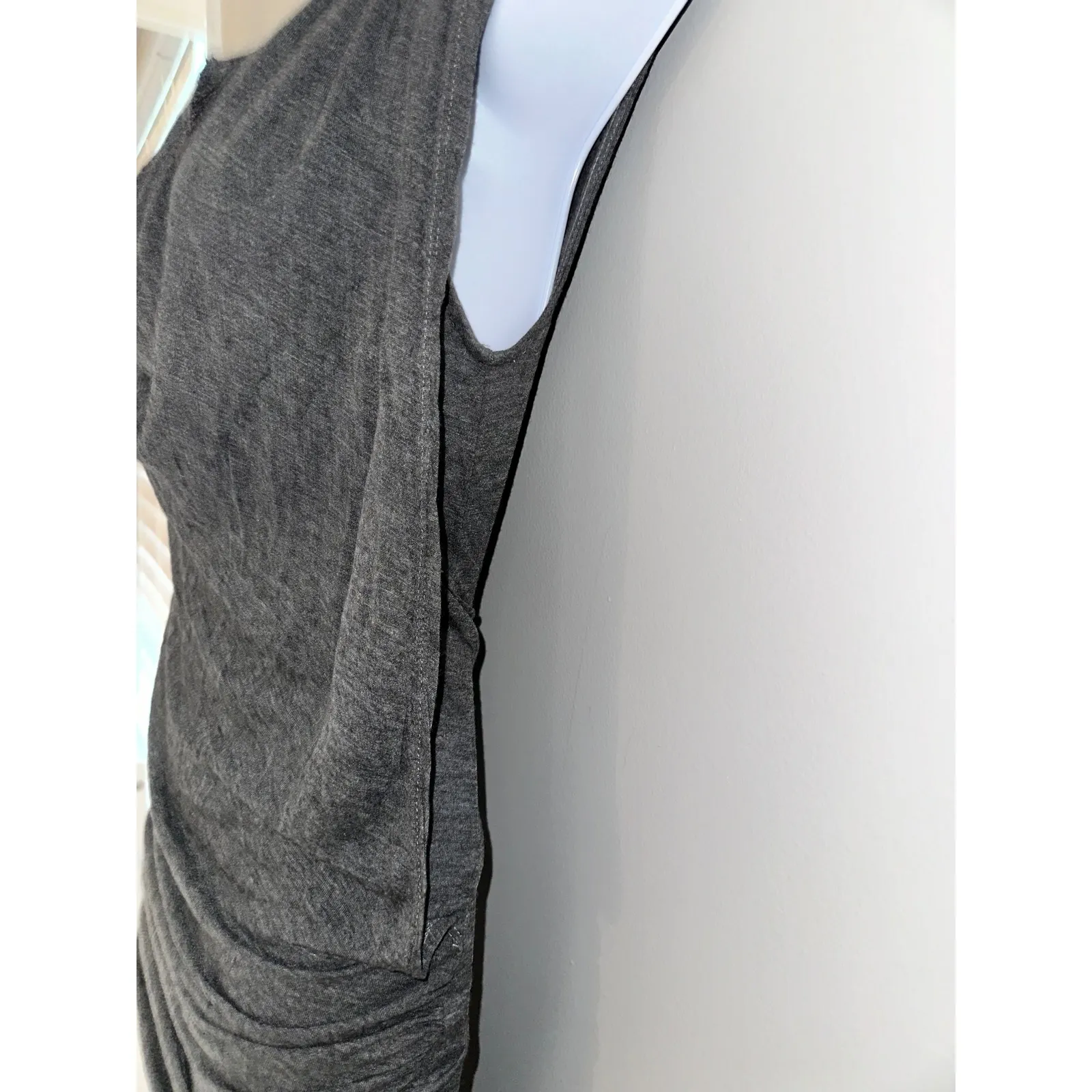 Joie Soft Gray Cowl‎ Neck Sleeveless Ruched Midi Dress Size S - Image 3