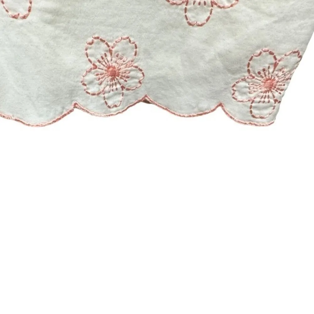 Tori Richard Honolulu High Rise Floral Pink Embroider Scallop Hem Capris Size 12 - Image 3