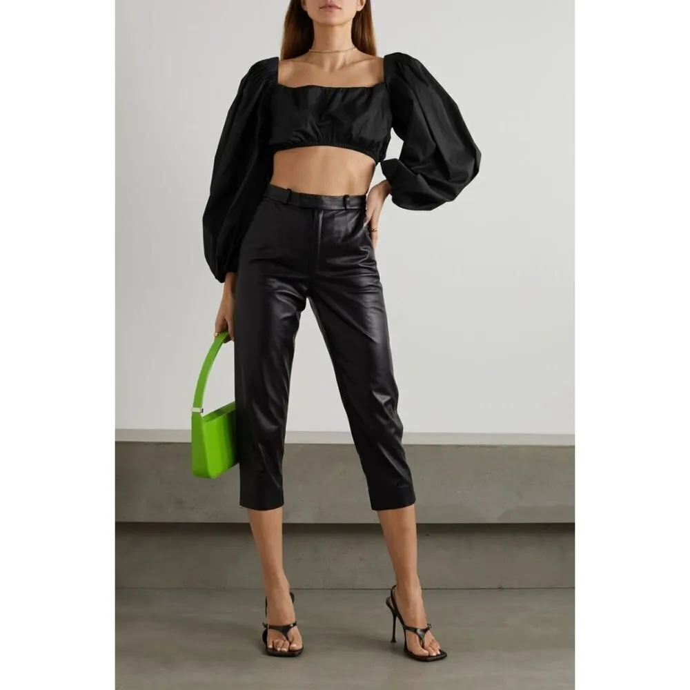 Zeynep Arcay Balloon Cotton Crop Top in Black 6 New Womens Blouse - Image 11