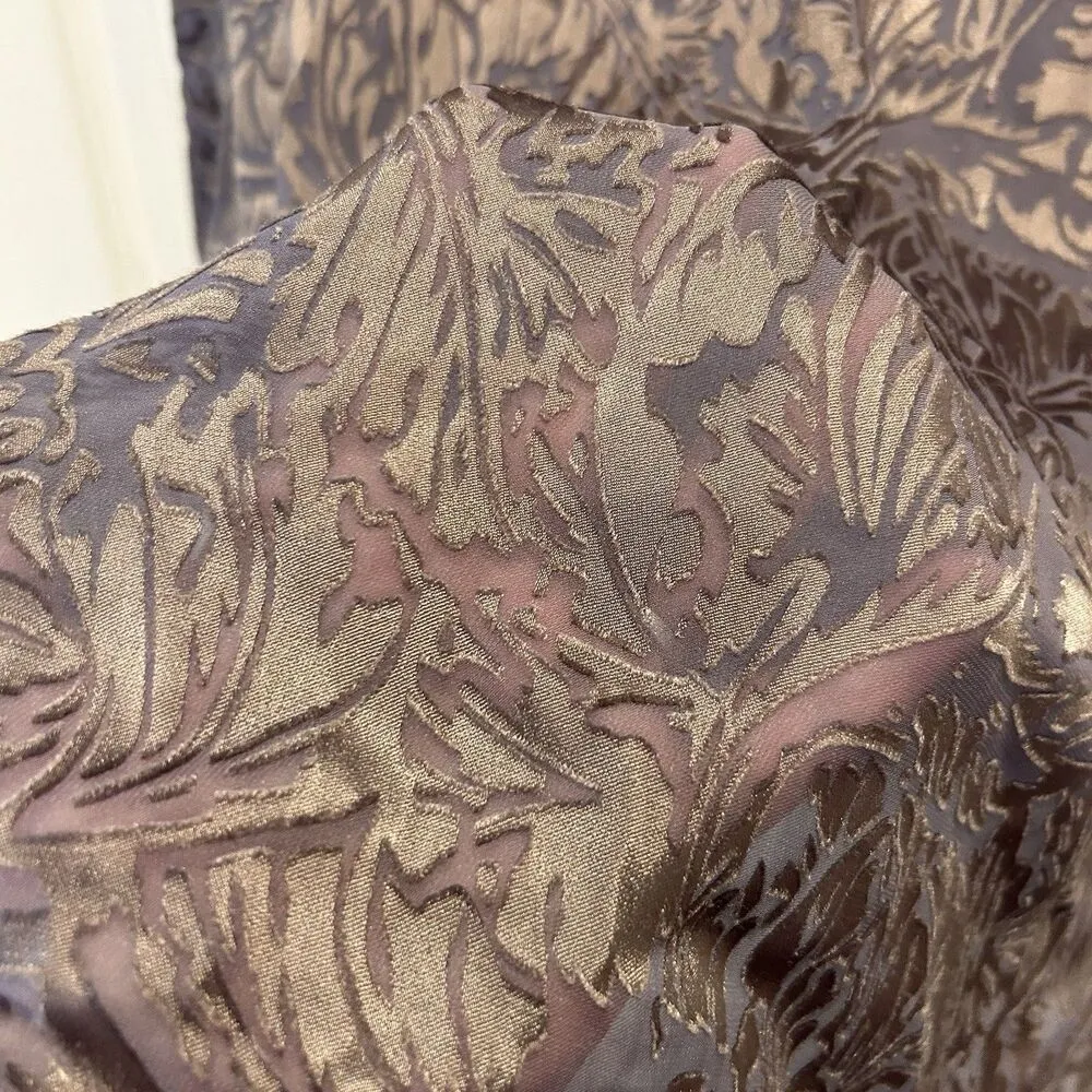 Carole Little‎ Purple Gray Leaf Pattern Silk Blend V - Image 4