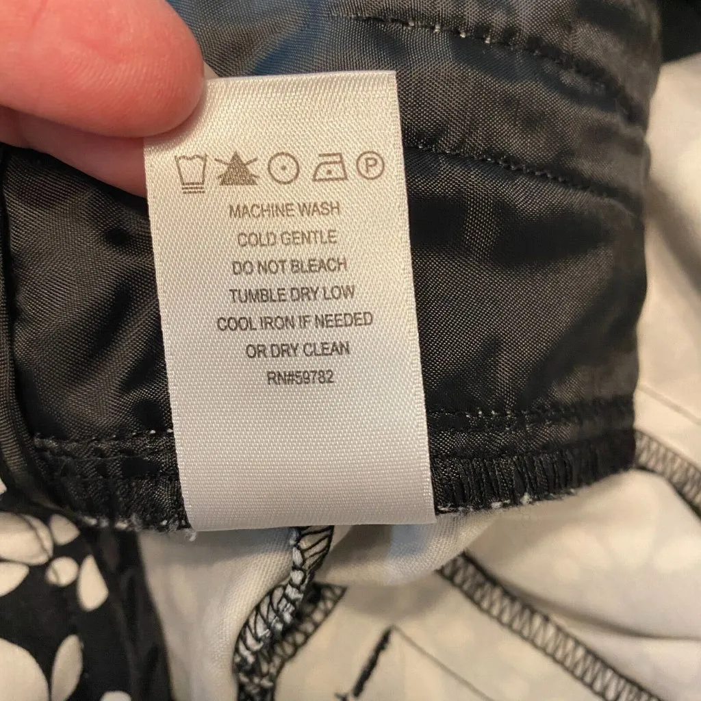 Adrianna Papell Ankle Pants 10 Black White Printed Stretch Office Workwear Women - Image 9