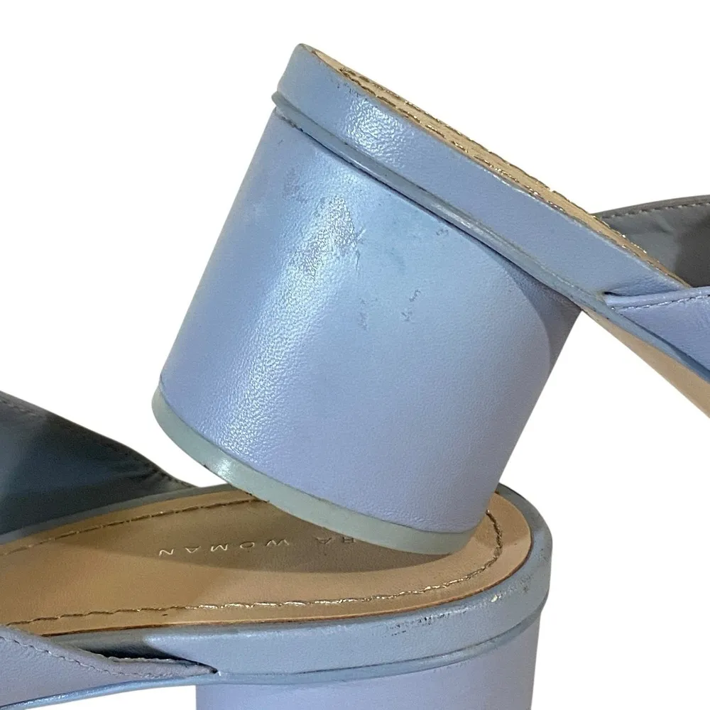 Zara Basic Women's Sz 41 Sky Blue Leather Mule Slide Sandals - Image 10