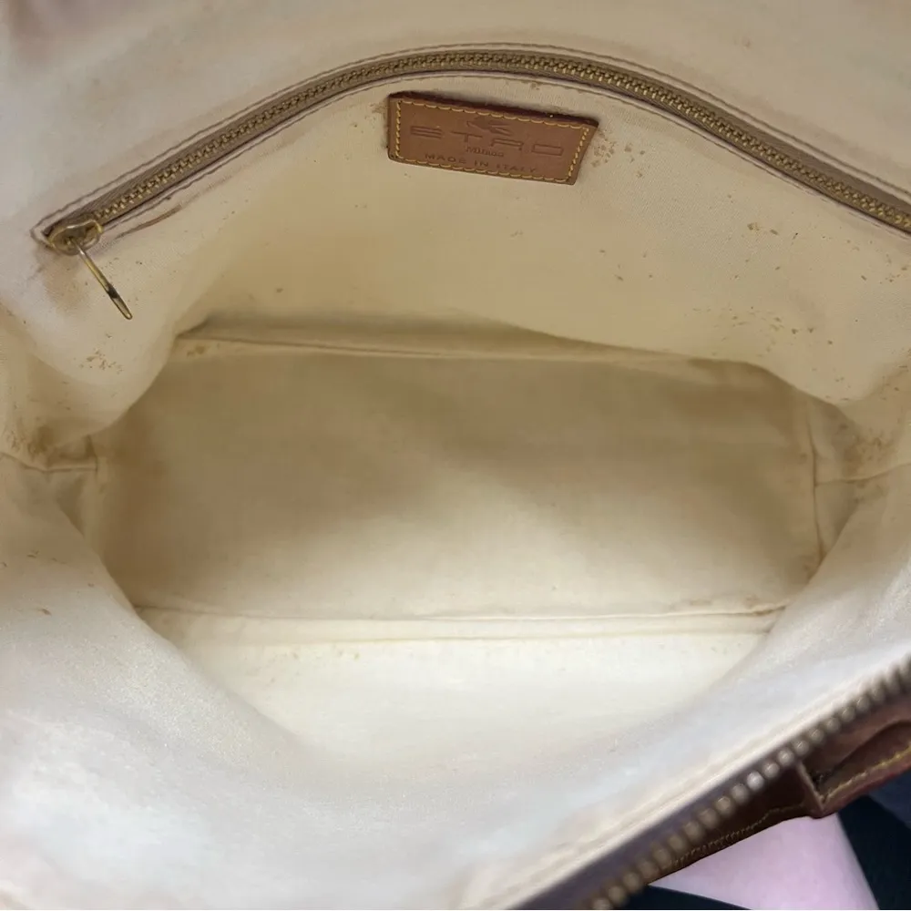 Etro Milano Vintage Classic Paisley Dome Handbag, Coated Canvas and Leather Red - Image 6