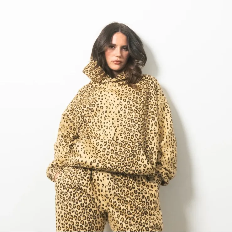 BRAND NEW!! Recusa Lounge Leopard Hoodie (Hoodie Only) Tan Size L - Image 2
