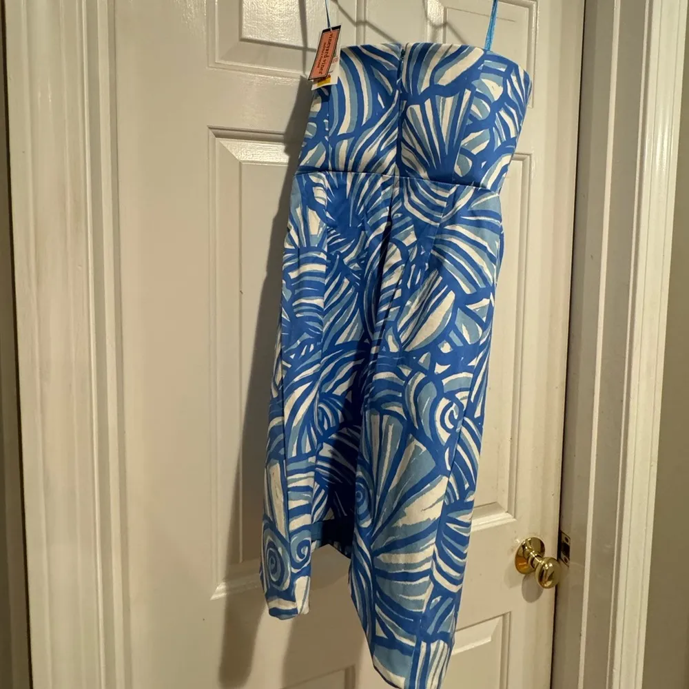 Nautilus Shell Print Cornflower Blue Strapless Dress size 2 NWT - Image 5