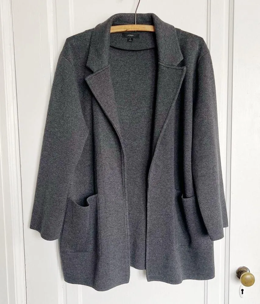 J Crew • Sophie Open-Front Sweater-Blazer jacket cardigan charcoal grey - Image 4
