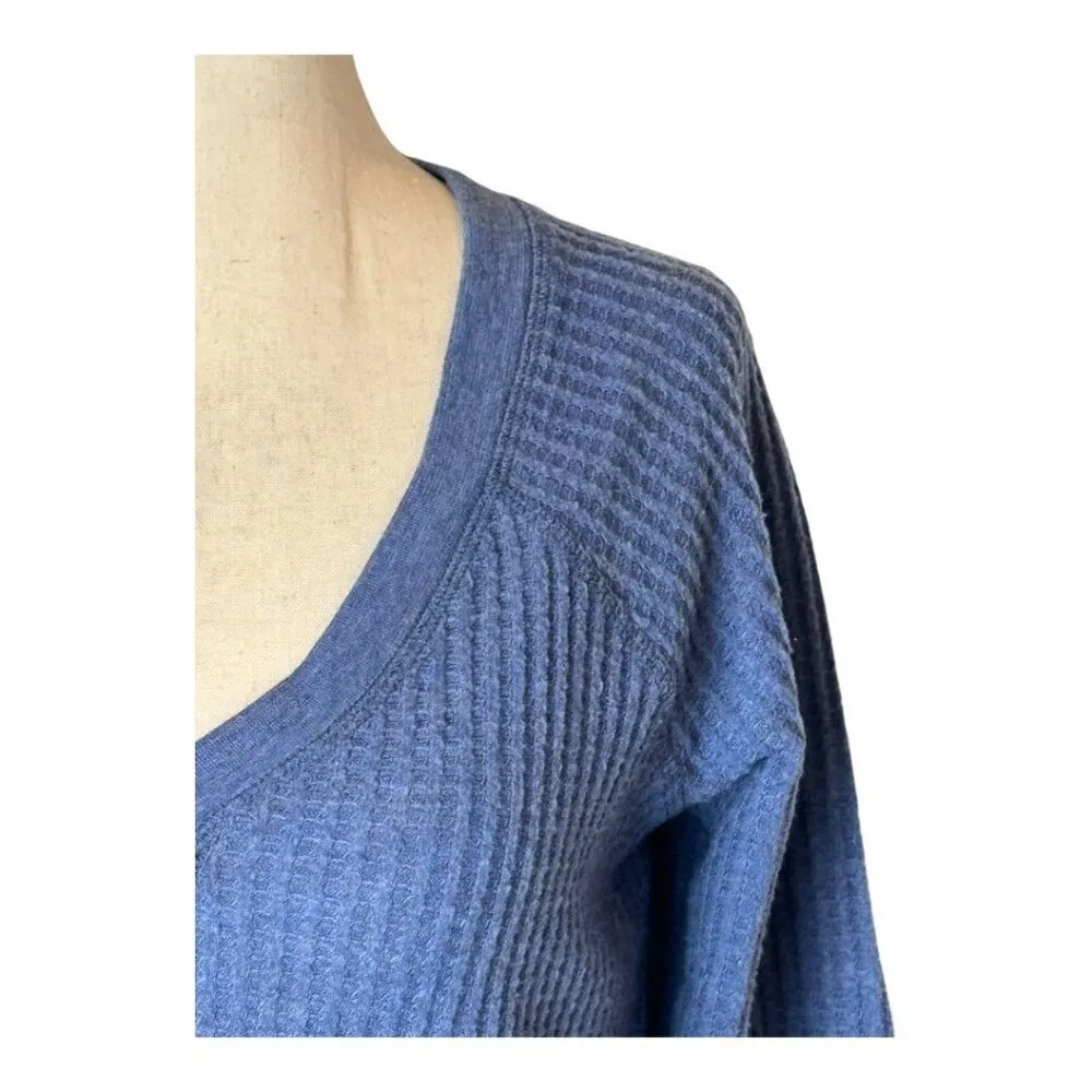 Soft Surroundings Shirt Women XS Blue Ribbed Knit Lace Crochet Sleeves Tunic Top - Image 6