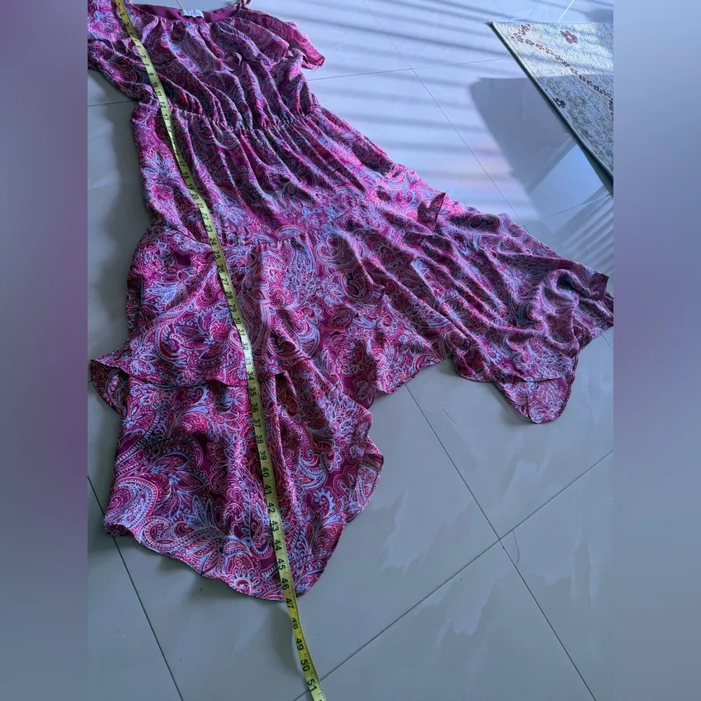 Parker Womens Strawberry Oswego Pink Handkerchief Hem Dress Size Large $440 - Image 8