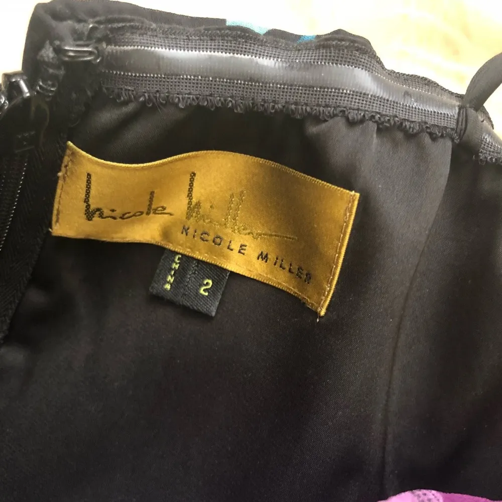 Nicole miller geometric silk blend strapless dress - Image 5