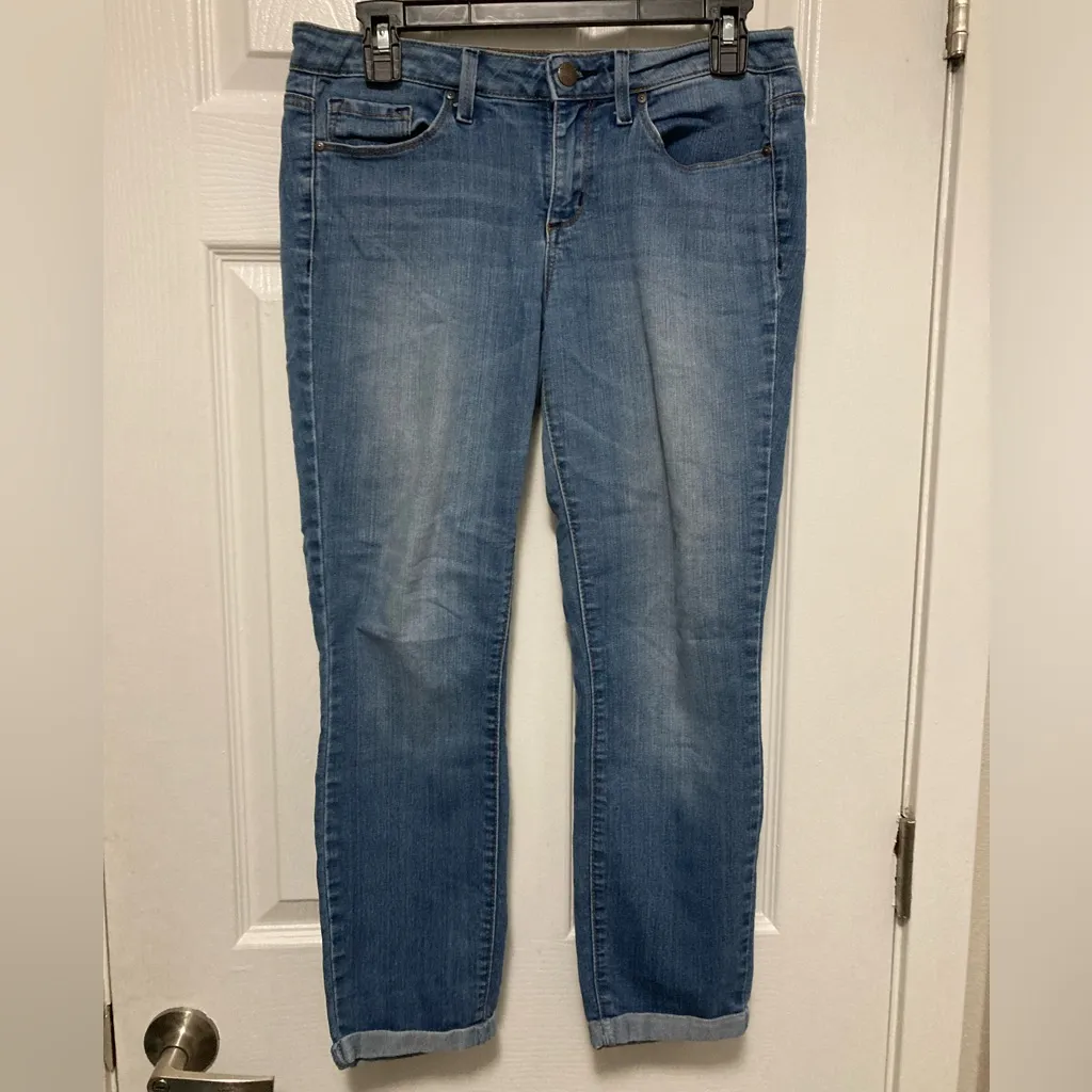 Jessica Simpson Light Wash Forever Skinny Crop Cuffed Denim Jeans - Image 2