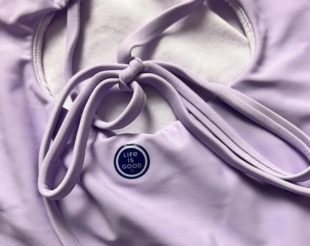 Life is Good Women's Swimsuit  Lilac with Flowers and Back String Detail Sz M - Image 7