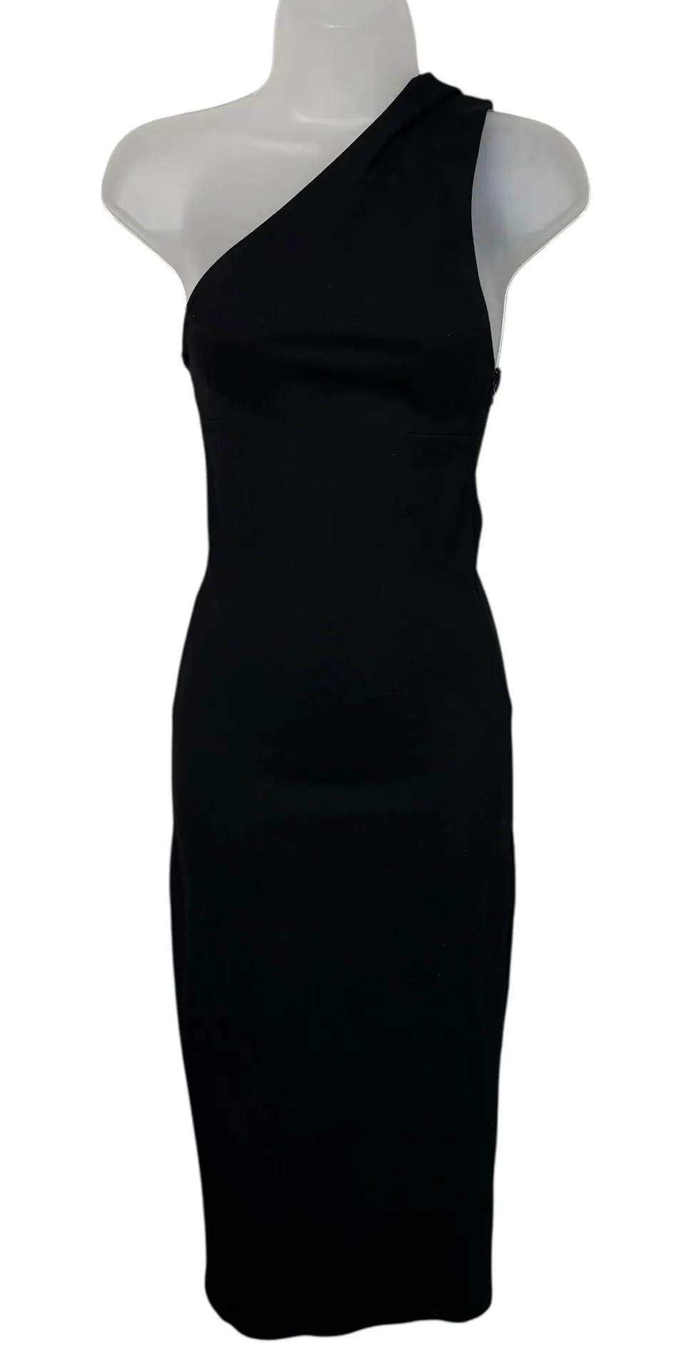 Marcella Manhattan Black One Shoulder Midi Length LBD Dress XXS 2XS NWT Formal - Image 1