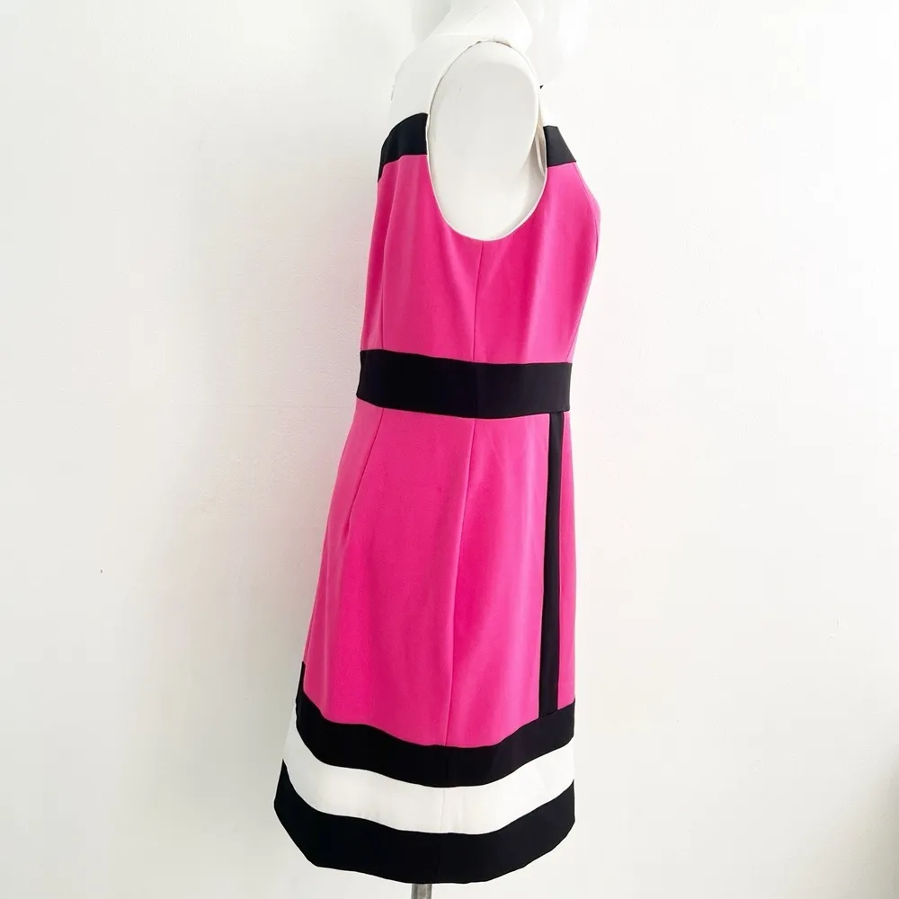 NWOT Sandra Darren Sheath ColorBlock Dress Sleeveless Pink Black Sz 14 Womens - Image 3