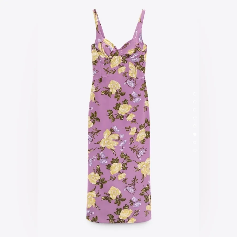 Zara Women Floral Pink Printed Corset Style Dress Underwire Sweetheart Neck Sz M - Image 6