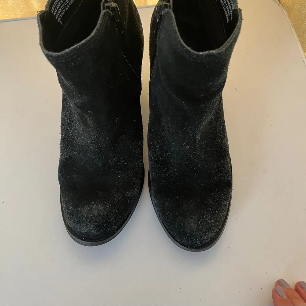 Van Velze & Smith Cullinan Leather Suede Distressed Heeled Ankle Boots Black 7 - Image 6