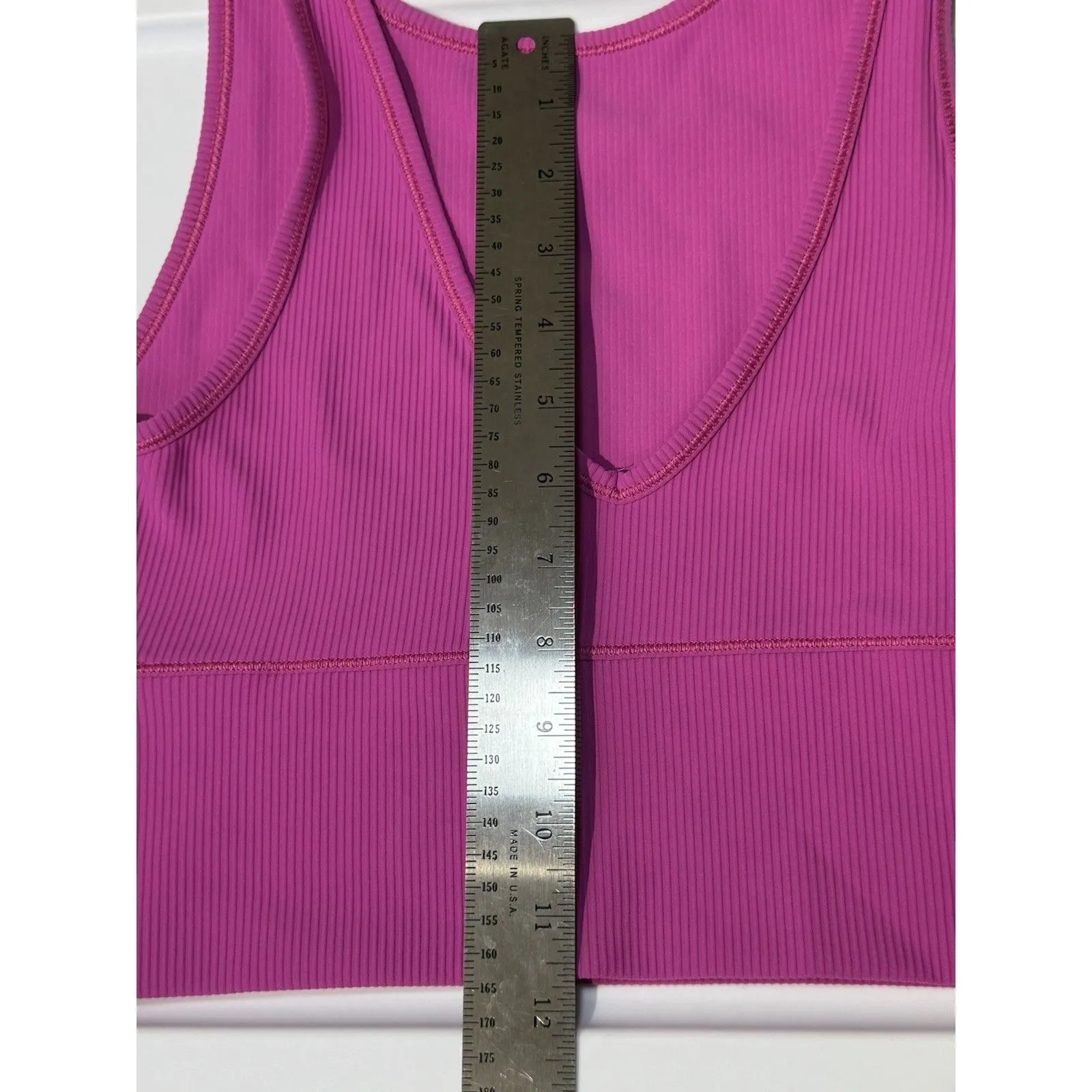 Lululemon Womens Top 4 Sonic Pink Power Pivot Ribbed Tank Reversible Crop - Image 6