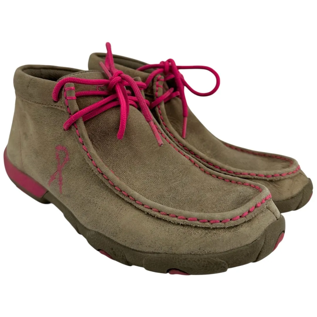 Twisted X Chukka Driving Moc Tough Enough to Wear Pink Boots Leather Beige 7 - Image 2