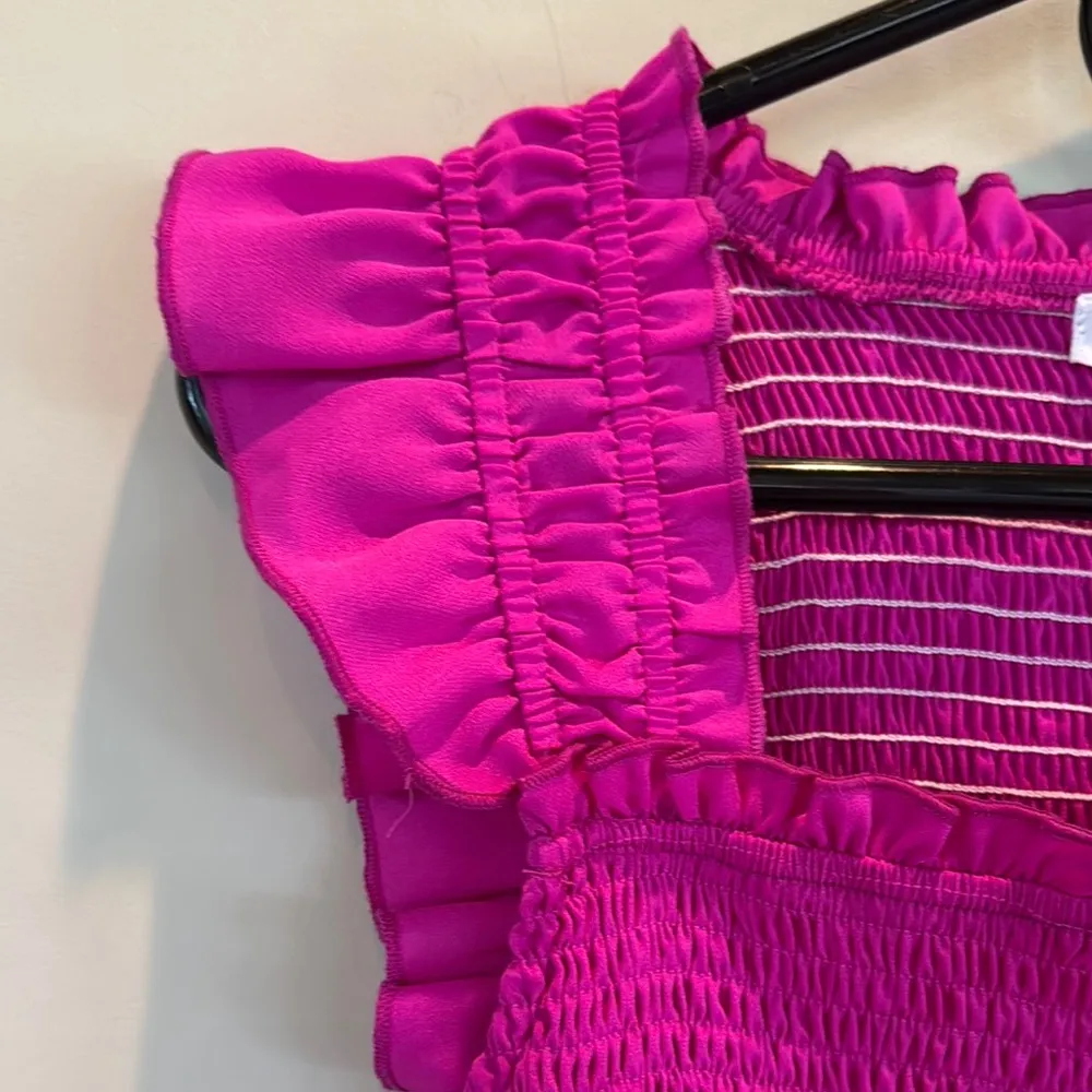 TCEC Pink Smocked Ruffled Cap Sleeve Blouse - Image 2