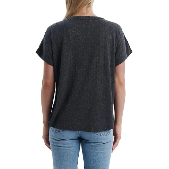 Como Vintage Women's Short-Sleeve Henley Shirt with Crochet Detailing - Image 2