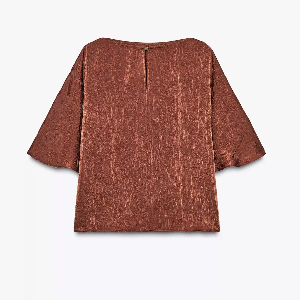 Zara NWT 2 piece matching co-ord SET textured burnt orange rust top & midi skirt - Image 7