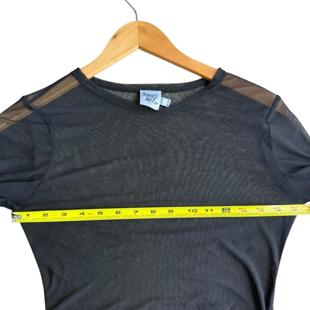 Princess Polly Size 6 Long Sleeve Sheer Mesh Bodysuit Black Baddie Going Out Top - Image 4