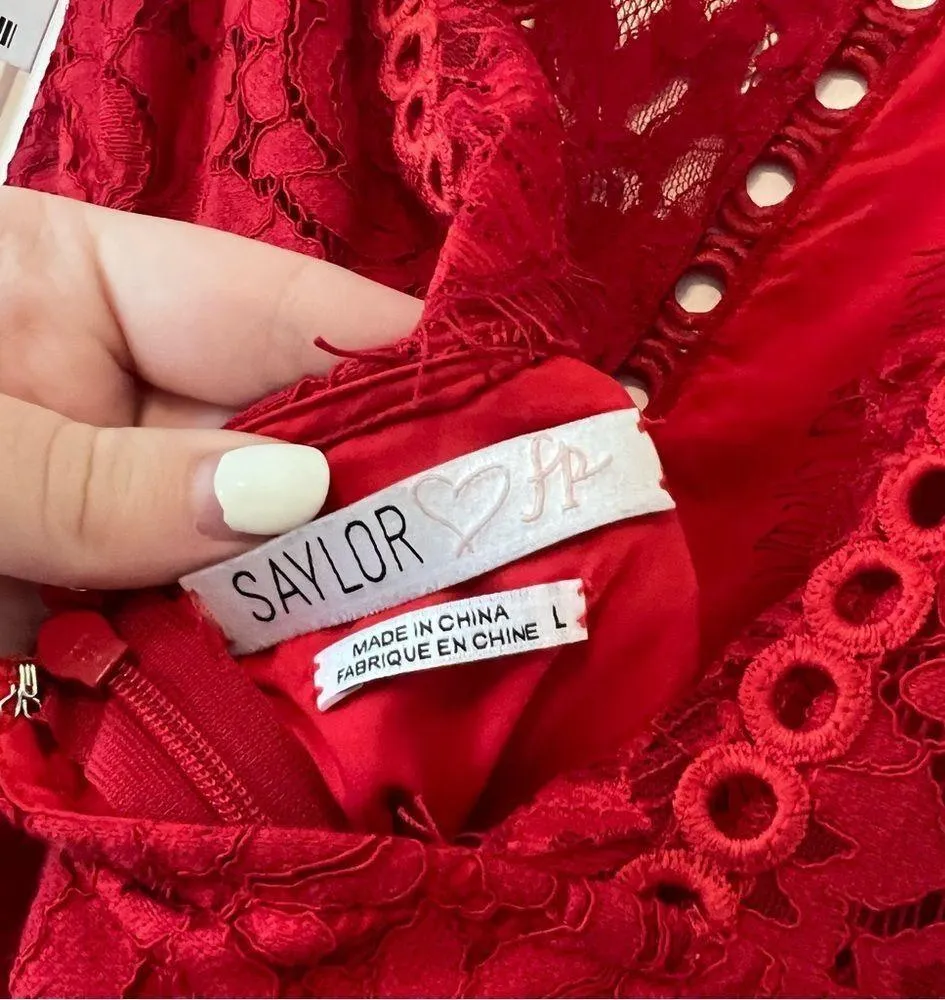 NWT Saylor x Free People Red Cherie Lace Mini Dress Size Large - Image 5