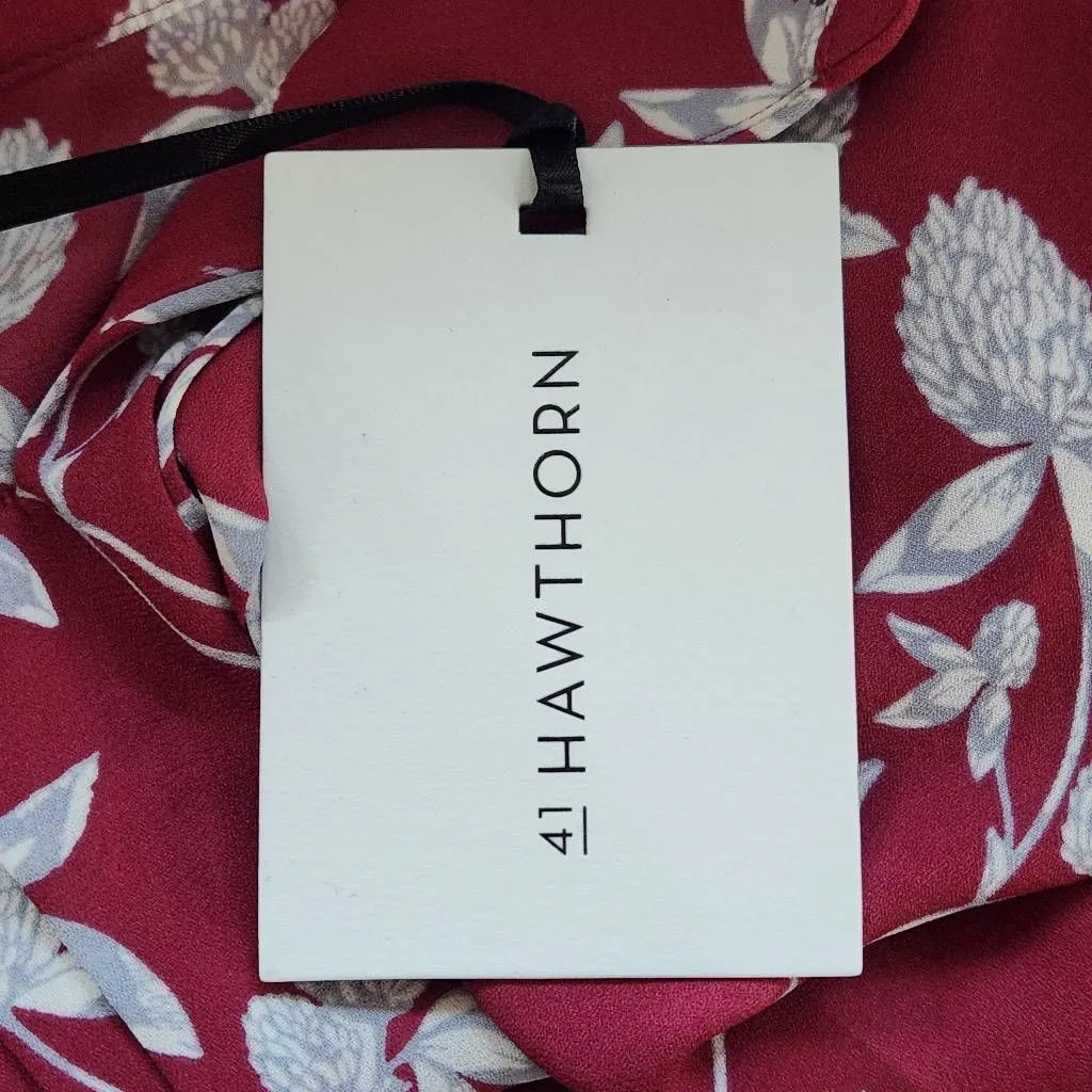 41 Hawthorn Burgundy Floral Top NWT Size XS Petite Floral Blouse Oxblood Top Red - Image 8