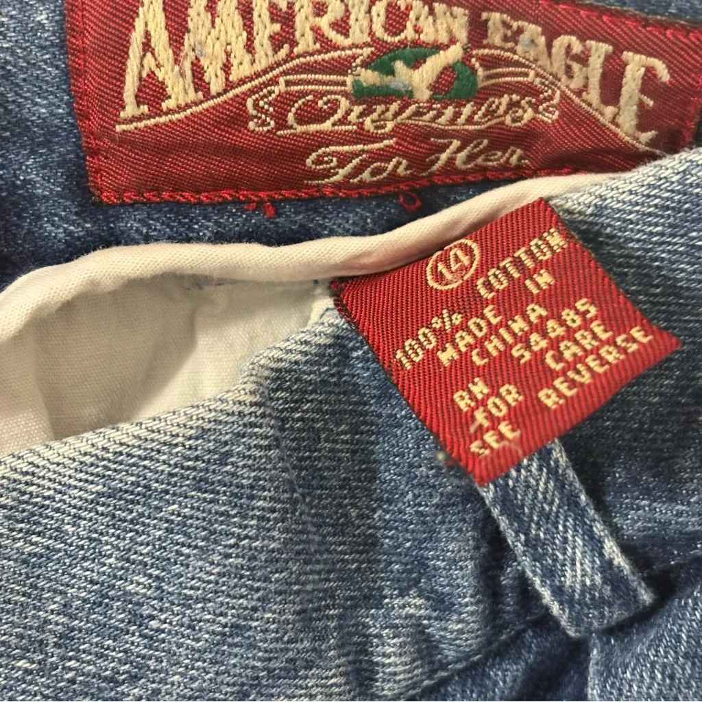 Vintage American Eagle Outfitters For Her 100% Cotton Denim Midi Skirt Sz 14 - Image 3