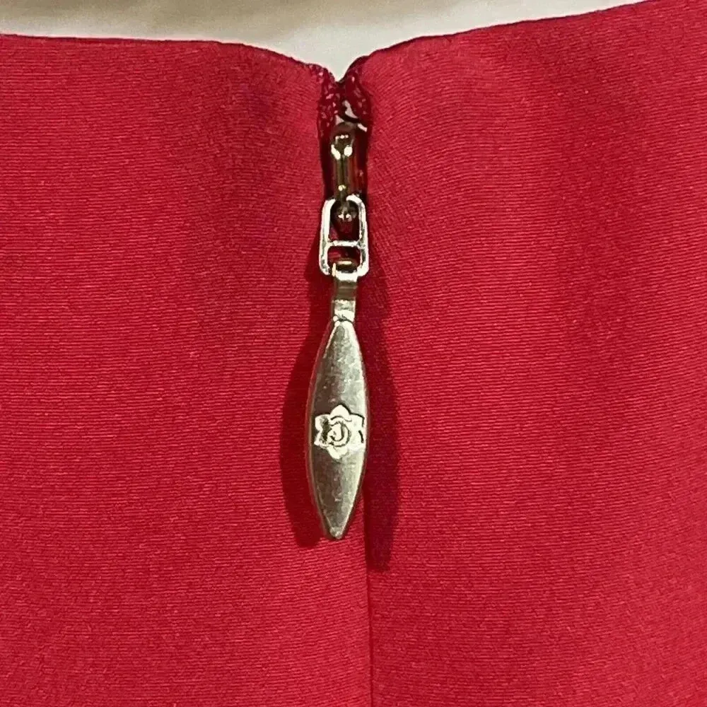 DRAPER JAMES Shift Faux Wrap Dress Womens Size 2 Red Flutter Sleeve Feminine - Image 4