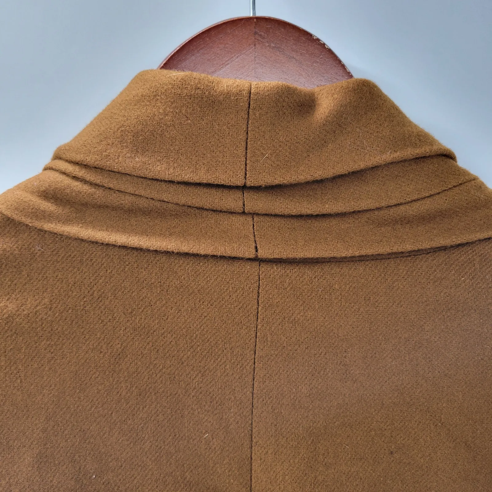 Vintage J. Hilary Wool Coat Womens 4 Belted Camel Brown Long Trench Made in USA - Image 15