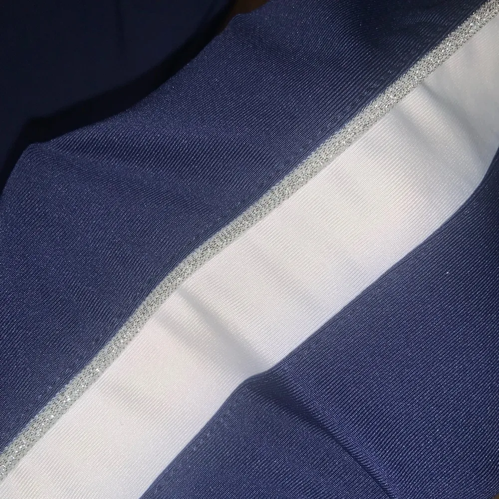 Frank Lyman pants navy logo leggings S $88 active casual sporty classic spring Blue - Image 3