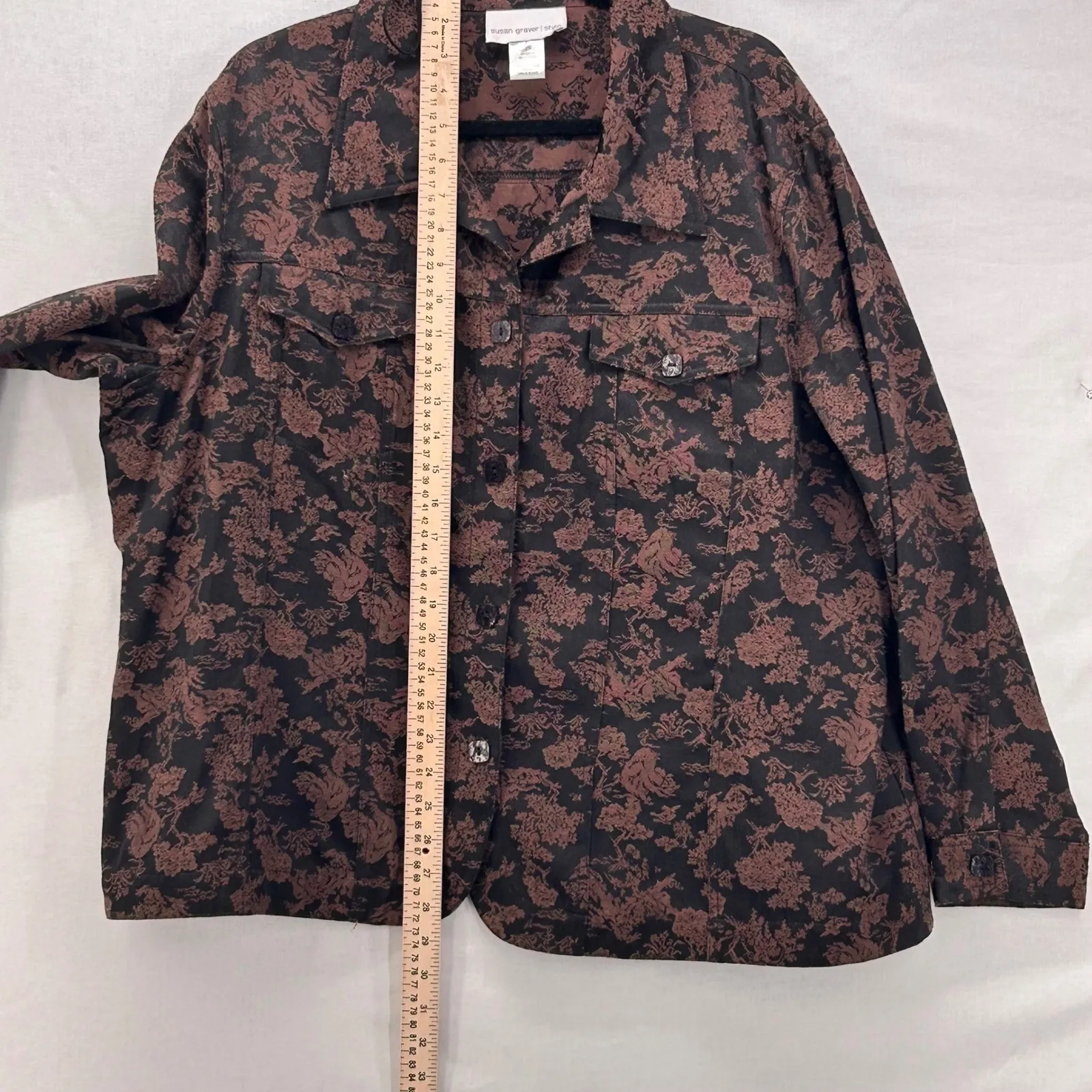 Susan Graver Womans Blazer Jacket Size 2x Dark Florals Romantic Jacquard - Image 13