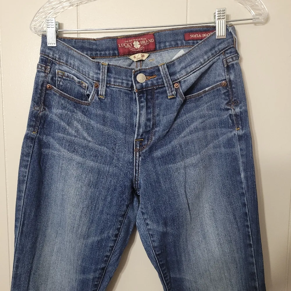 LUCKY BRAND Sofia Boot Ankle Mid Rise Blue Denim Jeans Women's  Size 6/28 - Image 2