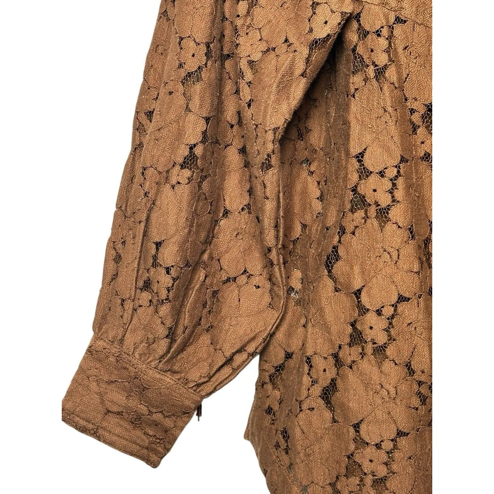 Shyanne Button Up Lace Brown Fringe‎ Western Shirt Sz XS - Image 4