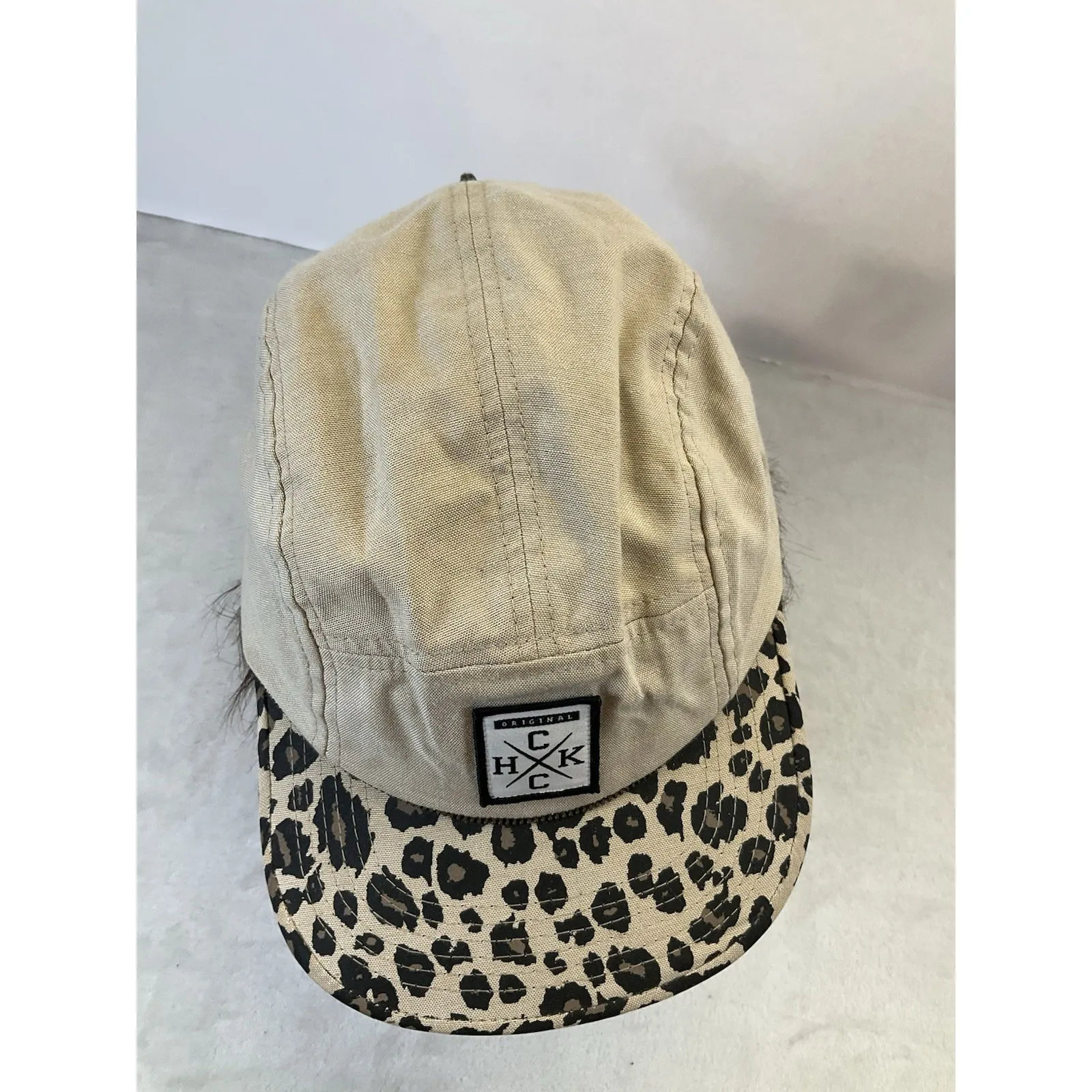 Original Chuck Hat 5 Panel Cap Adult Leopard Tan Strapback Adjustable Brown - Image 3