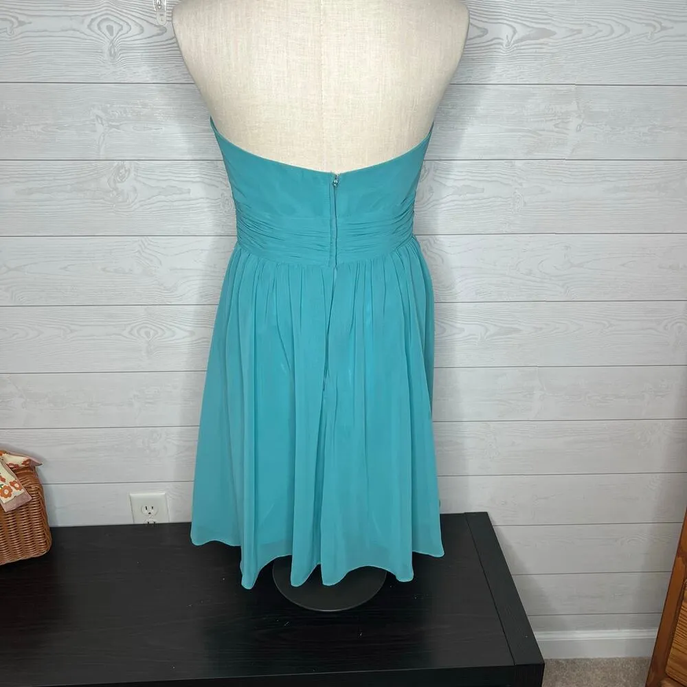 Alfred Angelo seafoam green short crinkle chiffon dress Size 6 - Image 2