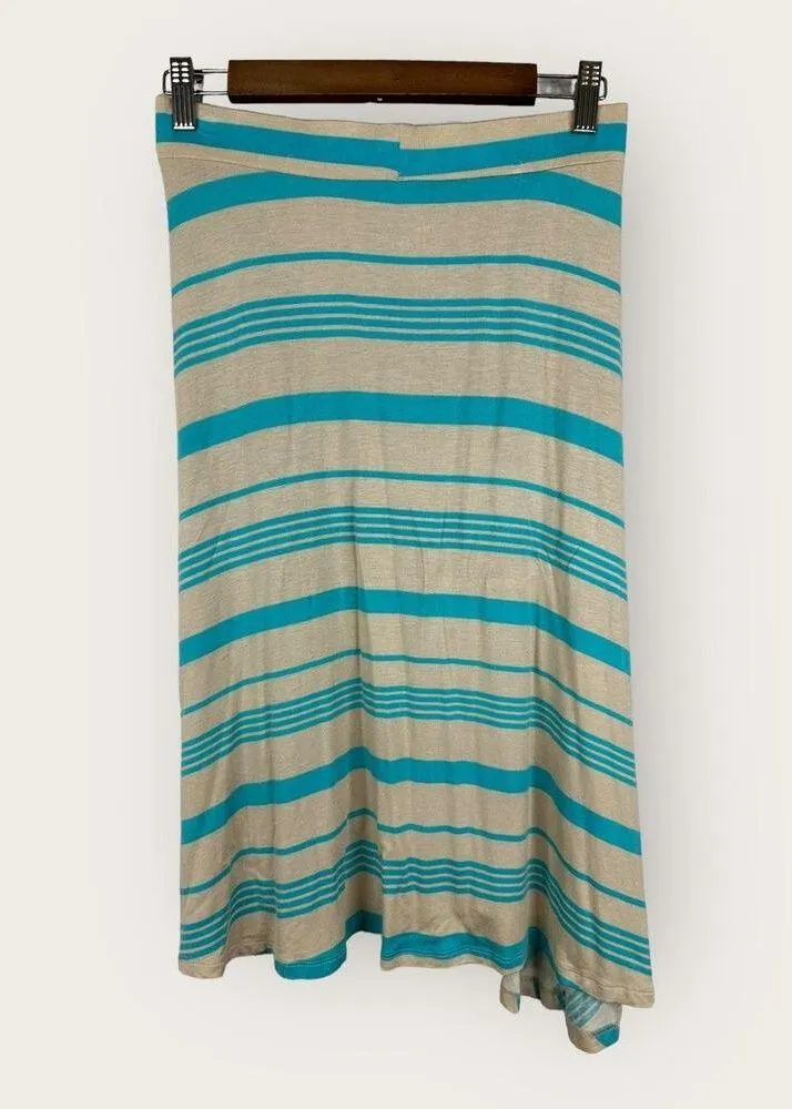 Stem Womens size XS Pull On Striped Skirt Beachy Coastal Lagenlook Stretch Blue - Image 2