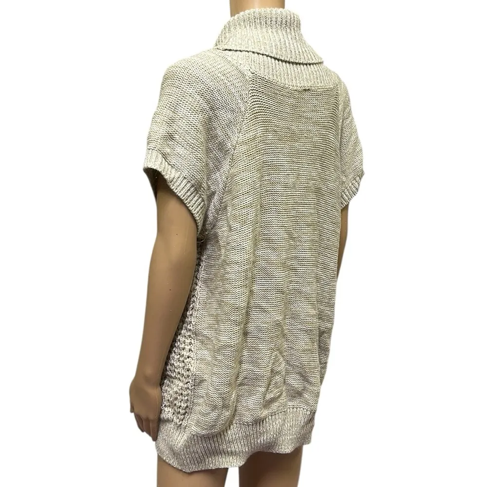No Boundaries Cream Knit Cowl Neck Short Sleeve Sweater Womens XL - Image 4