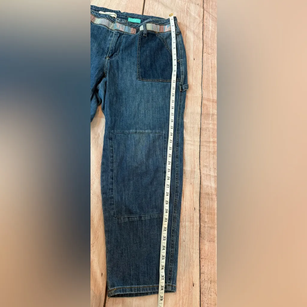 Pilcro & the Letterpress Patchwork Carpenter Jeans Straight Size 31 Hi Rise Boho - Image 8