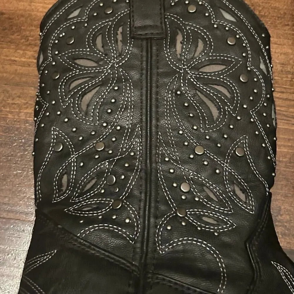 Dingo  Annabelle Western Cowboy Black Retro Design Slip On Boots Women’s Size 6.5 - Image 8