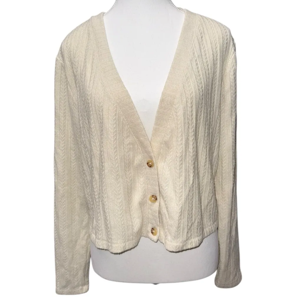 SAYLOR x REVOLVE Beige Pointelle Knit Cardigan - Size: Large - Image 4