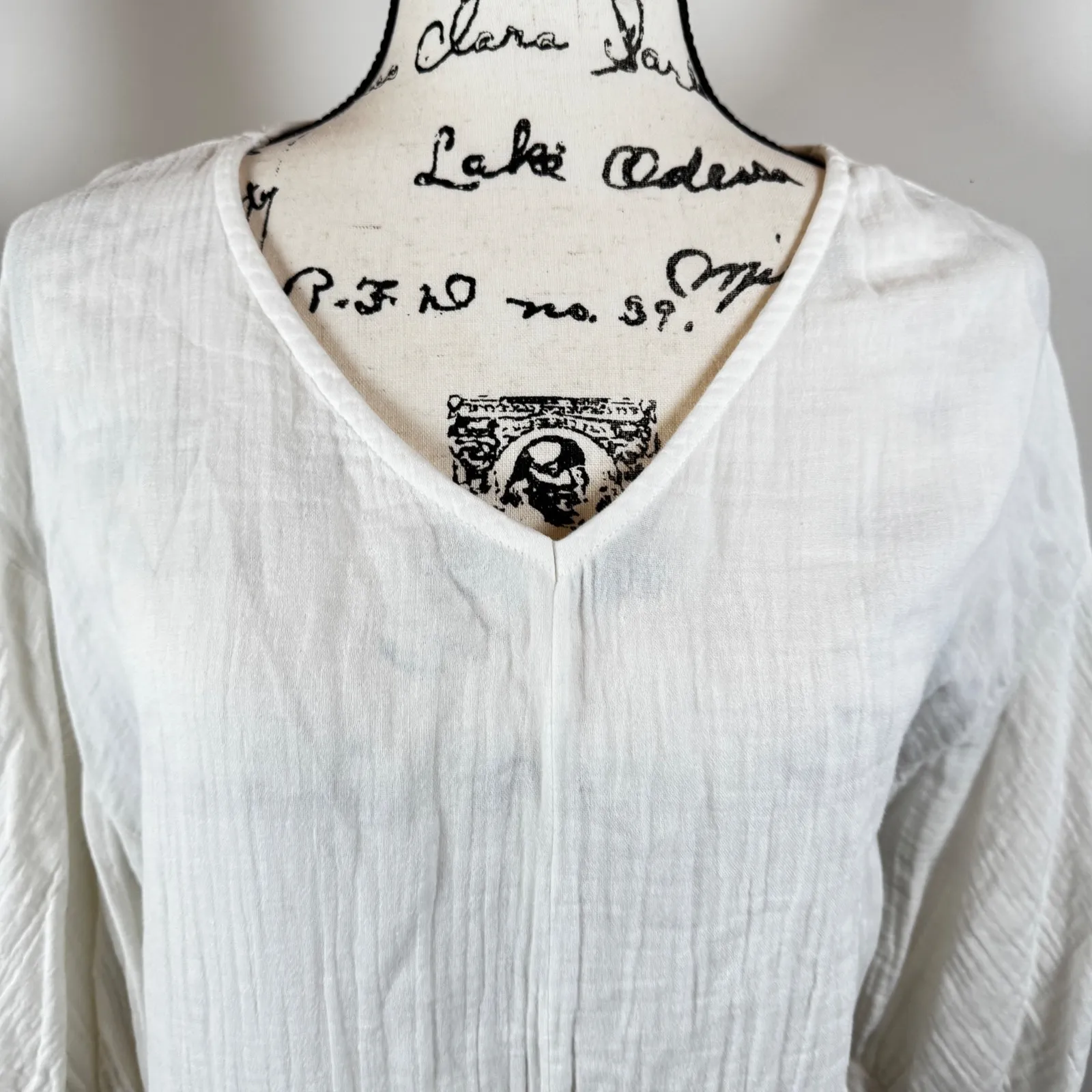 MNG White Gauze Mini Dress‎ V - Image 3