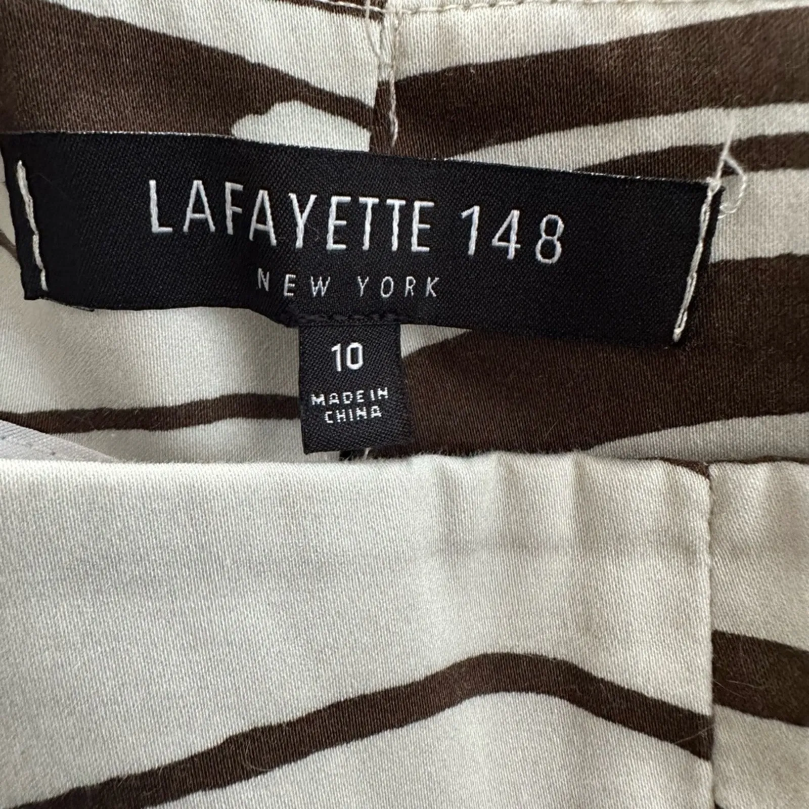 Lafayette 148 Stanton Cream Brown Animal Print Pants Y2K Preppy Zebra Indie Size 10 - Image 2
