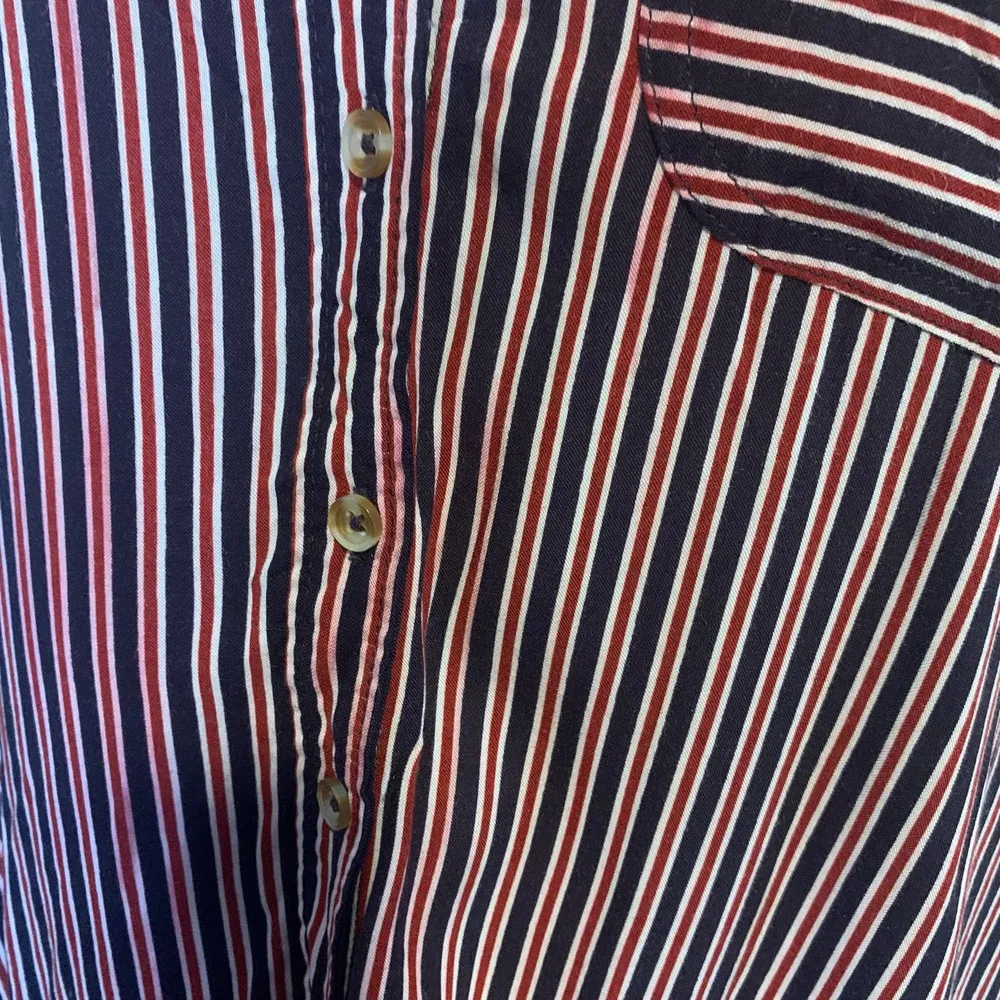 Maeve Anthropologie Adelaide red & navy blue striped button down shirt size S - Image 12