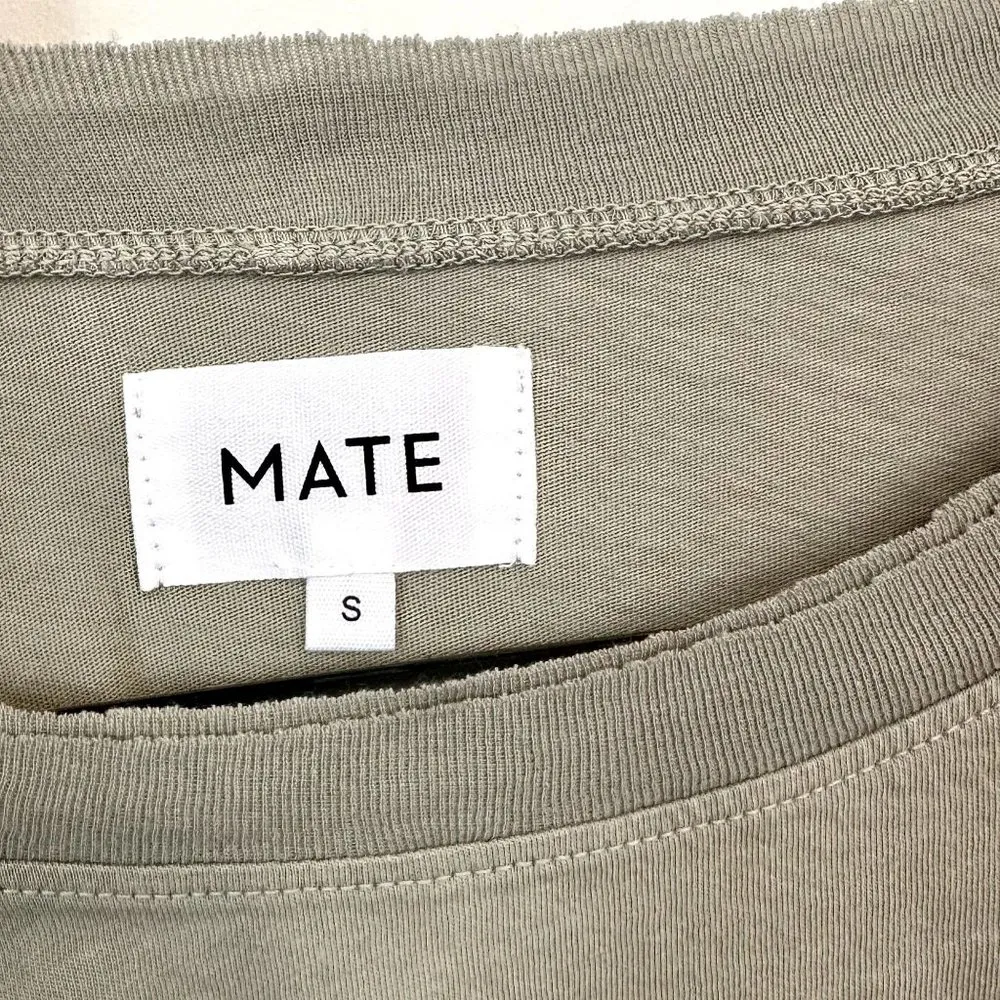 NWT MATE the Label Sage Organic Cotton Raw Neck Boxy Tee - Size S - Image 4
