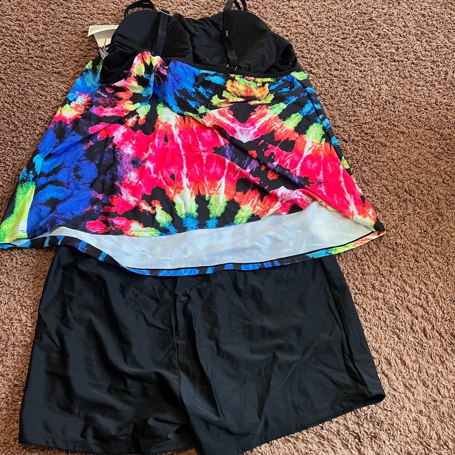 Hanna Nikole 2 Piece Swimsuit Tankini Beach Lined Tum Control Tie Dye 24W NWT - Image 6