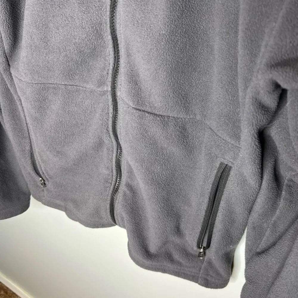 North face gray full zip fleece jacket coat pockets layering women size medium - Image 3