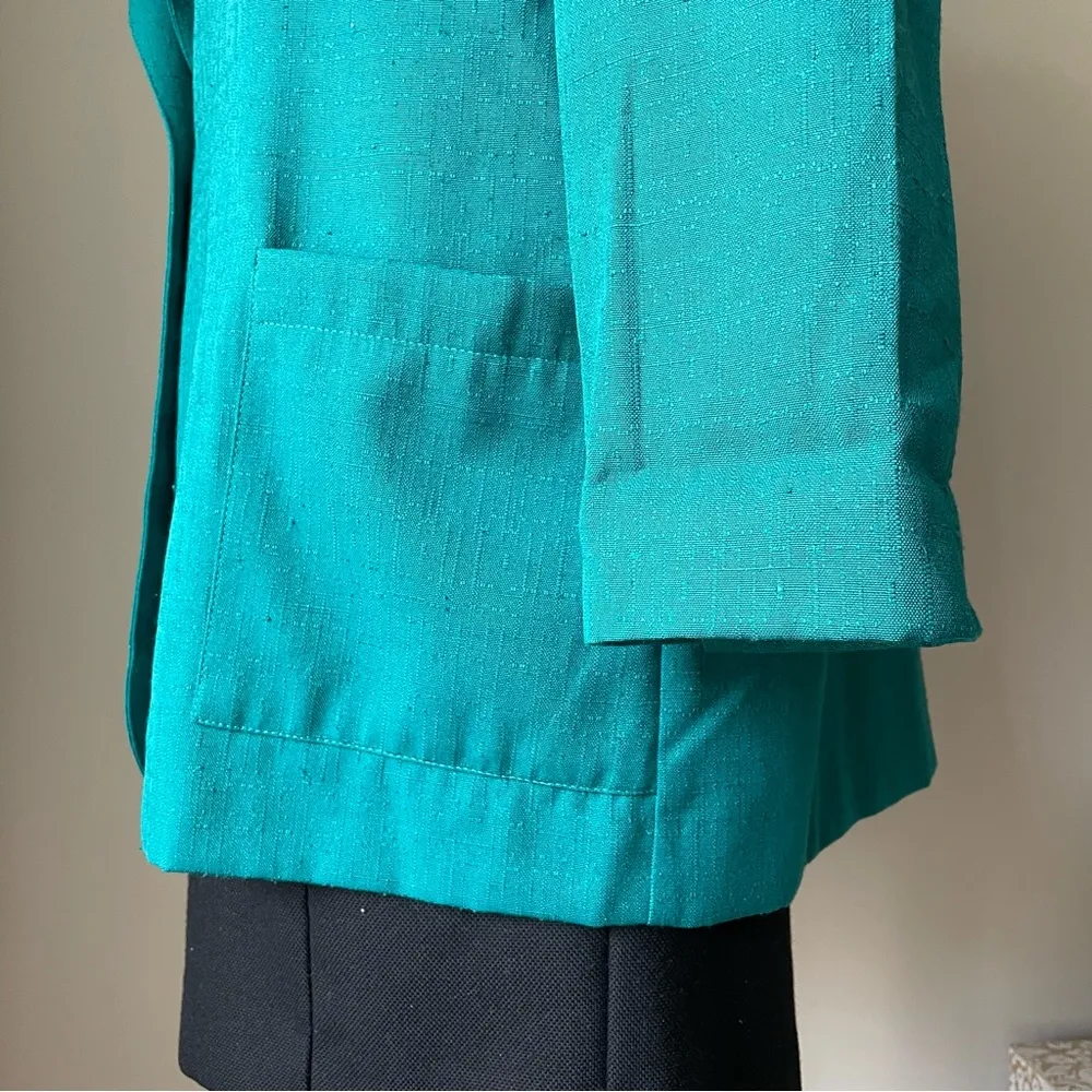 VINTAGE 1980s teal oversized blazer Size L - Image 6