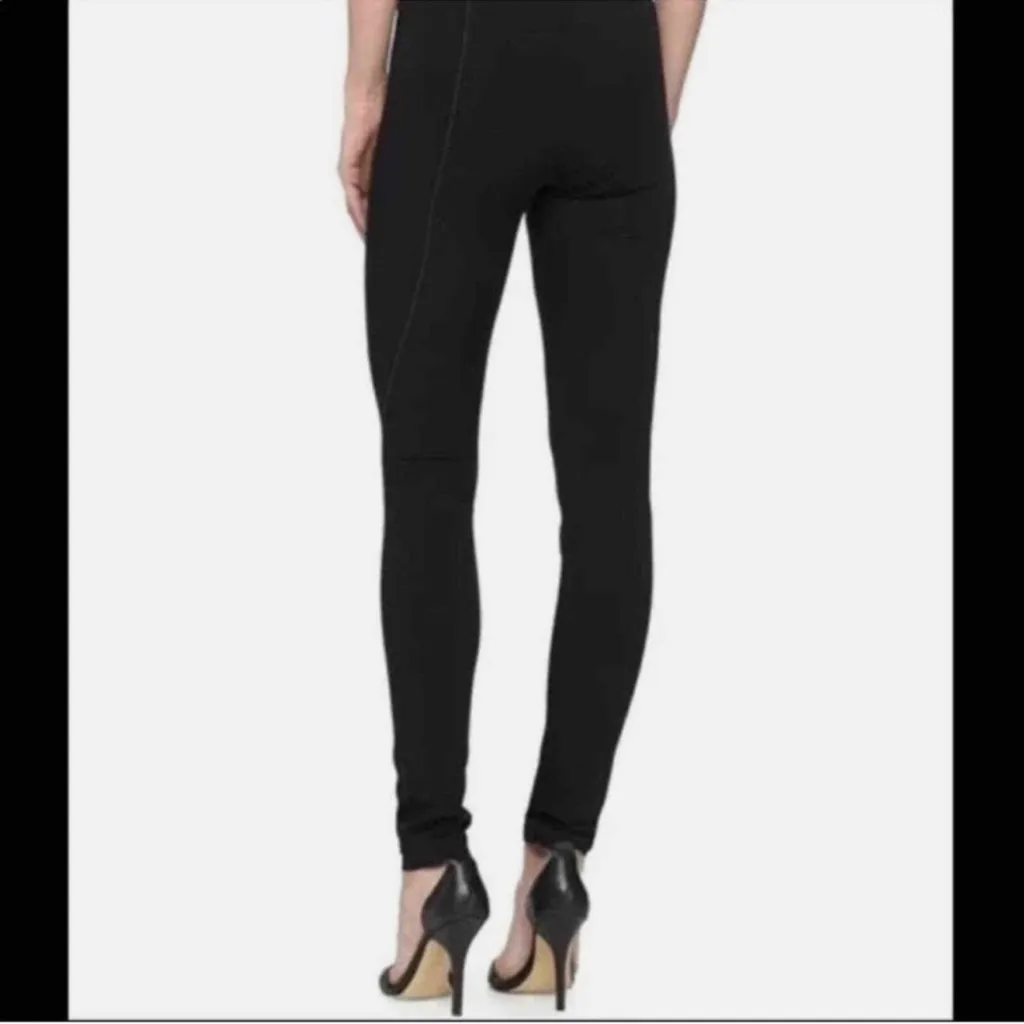 Helmut Lang Black Reflex Bodycon Leggings Contrast Topstitch Detail Trim Size Sm - Image 2